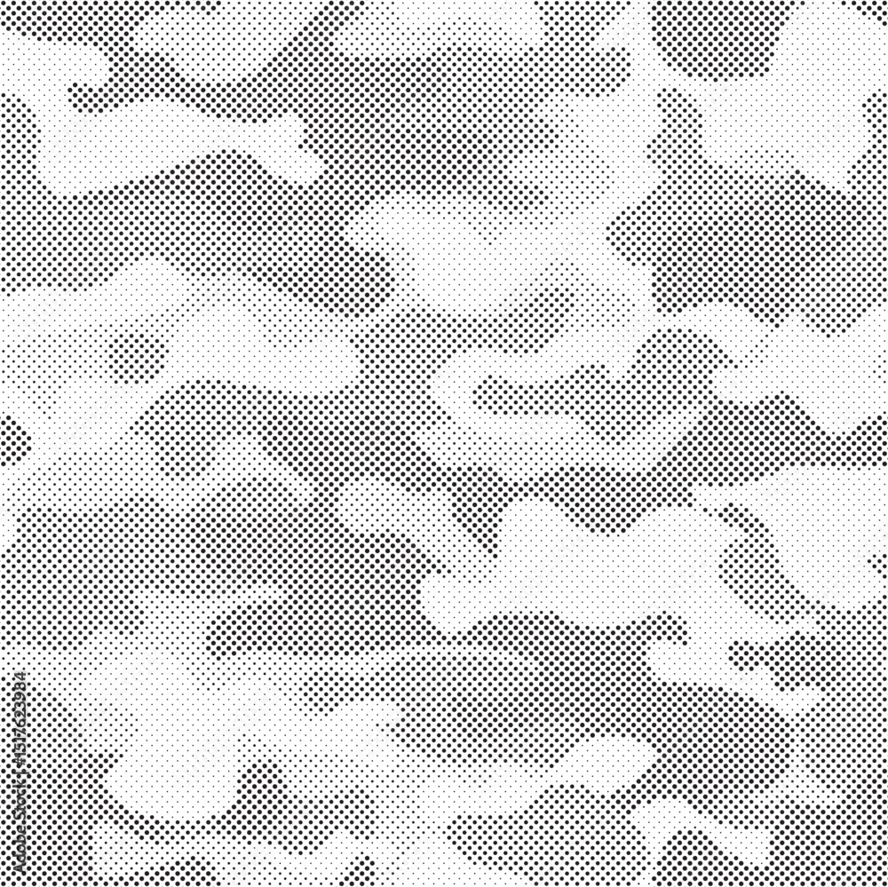 Aufkleber Abstract halftone seamless camouflage pattern. Repeating digital dotted hexagonal camo military texture background. Abstract modern fabric textile ornament. Vector illustration.