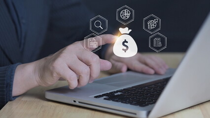 Budget and financial planning concept. Corporate finance and annual strategic plan. Calculate...