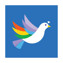Obraz premium Peace Dove with Rainbow Feathers Vector