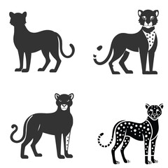 Leopard Silhouette Flat Illustration Simple Wild Animal Vector in Flat Style