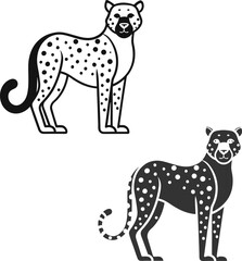 Leopard Silhouette Flat Illustration Simple Wild Animal Vector in Flat Style