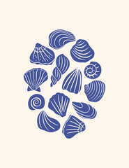 Hand drawn seashell poster