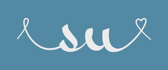 SU initial wedding monogram calligraphy vector illustration. Hand drawn lettering s and u love logo design for valentines day poster, greeting card