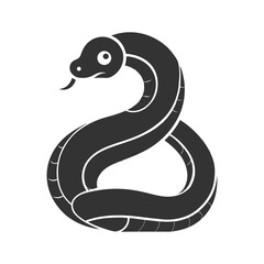 Naklejka premium Python Silhouette Flat Illustration Simple Snake Vector in Flat Style