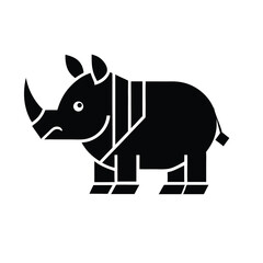 Rhino Silhouette Flat Illustration Simple Wild Animal Vector in Flat Style
