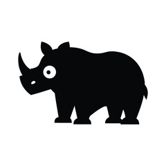 Rhino Silhouette Flat Illustration Simple Wild Animal Vector in Flat Style