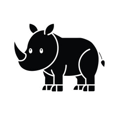 Rhino Silhouette Flat Illustration Simple Wild Animal Vector in Flat Style