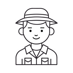 Safari Guide Silhouette Flat Illustration Simple Explorer Character Vector in Flat Style