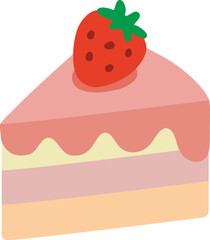 Strawberry Layer Cake Slice in Flat Style