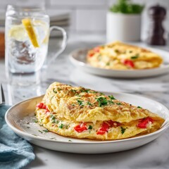 Two slices of cheesy, savory egg omelets