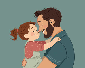 Illustration of a father and daughter embracing with love and tenderness