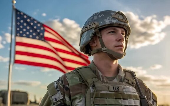 4th of July, Independence Day, Proud American Soldier with USA Flag &ndash; Independence Day Tribute Video
