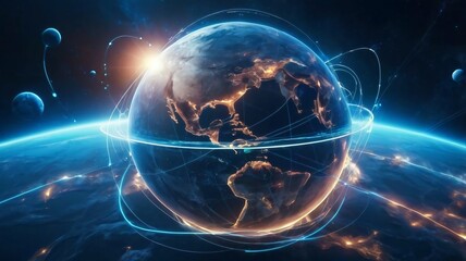 Global network connections futuristic earth