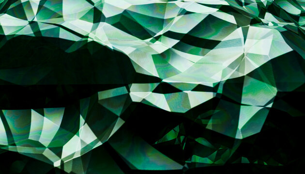 Abstract geometric green pattern with sharp angles and textures