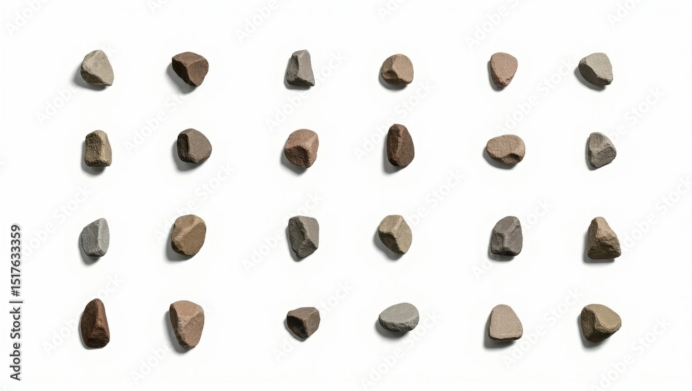 Aufkleber a collection of smooth, natural stones arranged in a grid pattern, showcasing their unique textures 