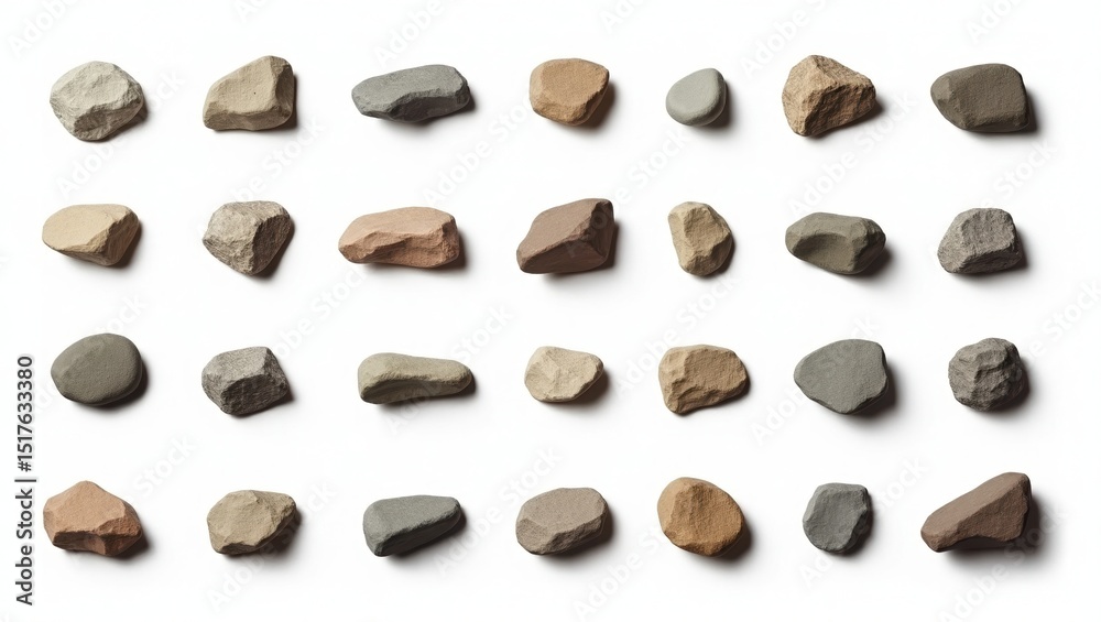 Aufkleber A collection of various small rocks in different shapes and colors. This image is a great resource for educational purposes or design projects