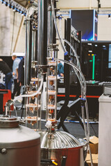 Sophisticated Distillation Apparatus A Complex Assembly of Glassware Tubing and Metal Components A High Tech Laboratory Setting