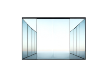 Modern Glass Wall Art Design Showcase on Black Background Architecture on transparent background