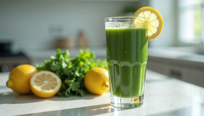 Fototapeta premium Green parsley juice for natural liver cleansing and wellness