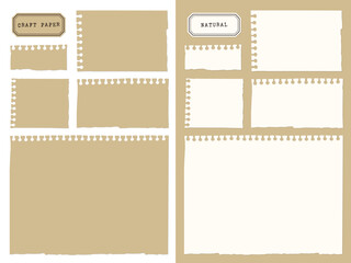 ノートの切れ端のフレームあしらい／クラフトペーパー／ナチュラルペーパー