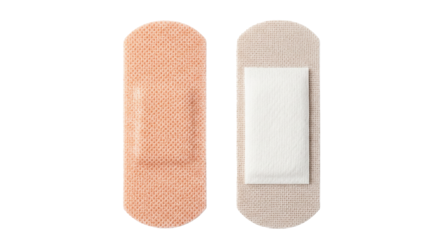 Medical adhesive bandages isolated on transparent background  