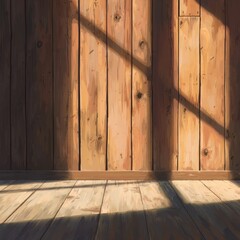 Sunlit wooden interior