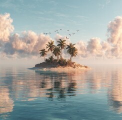 Serene tropical isle with palm trees