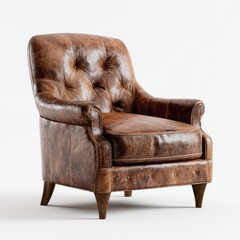 Leather armchair, tufted back, classic style