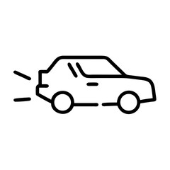 Simple line drawing of a car in motion from the side perspective  