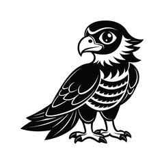 Obraz premium Black and white cartoon illustration of a standing eagle vector design for logos