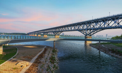 Nanjing Yangtze River Bridge and Bridge Park Pier and Tourist Scenery in Jiangsu Province, China on May 12, 2025