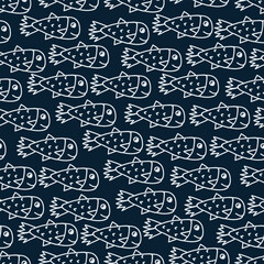 Seamless pattern with shoals of fish. Print for textile, covers, surface. For fashion fabric. Sea life pattern
