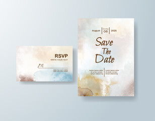 Wedding invitation with abstract watercolor background