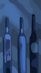 Simple abstract drink bottle with liquid style design and blue color combination