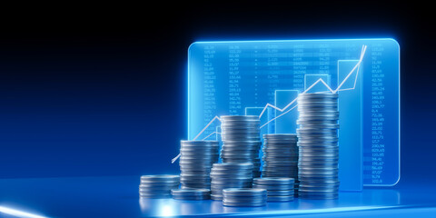 Financial Growth Chart and Coin Stacks