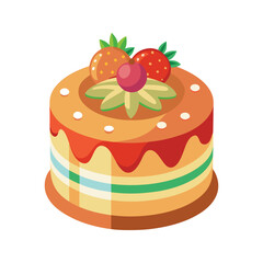 Deliciously decorated strawberry cake with vibrant layers and festive presentation on white background