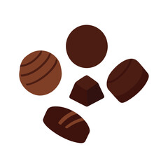 Dark chocolate bonbons in elegant forms Vector illustration