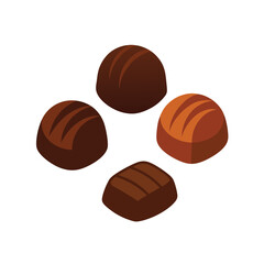 Assorted dark chocolate bonbons set Vector illustration