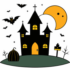 halloween castle on a hill