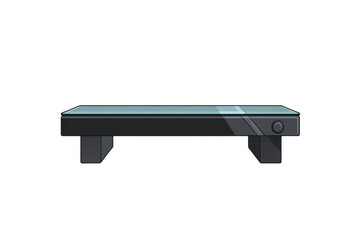 Modern Glass Coffee Table Black Metal Frame Minimalism Furniture Design on transparent background