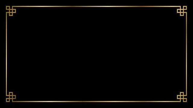 Gold line frame animation video. Frame animated video with gold line texture and space for content or text.