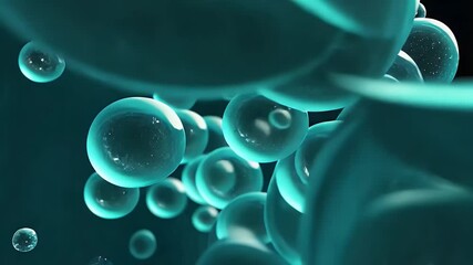 Close-up of translucent turquoise bubbles creating a mesmerizing underwater effect. - Powered by Adobe