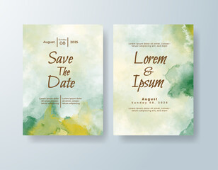 Wedding invitation with abstract watercolor background