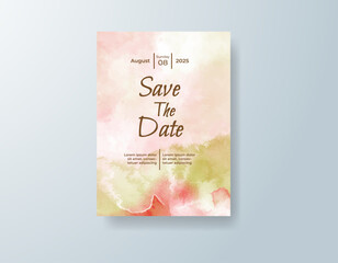 Wedding invitation with abstract watercolor background