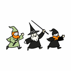 halloween witch with broom