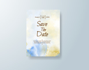 Wedding invitation with abstract watercolor background