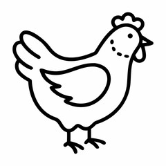 Simple line drawing of a hen chicken farm animal