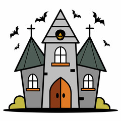 halloween house with pumpkin