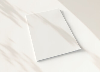 Magazine cover with soft shadows Mockup. Blank template of a catalog on white. 3D rendering