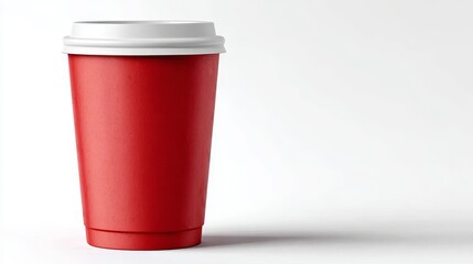 High Definition Mockup of a Simple Red Paper Cup on a Clean White Background for Product Display